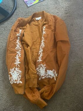 Knox Rose Rust Orange Embroidered Bomber Jacket